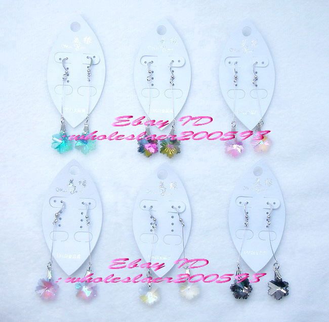 Lots 96pairs Charming Mixed Crystal Glass&18Kgp Earring  