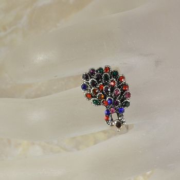 Wholesale 10pcs Vintage Peacock Cocktail Crystal Ring  