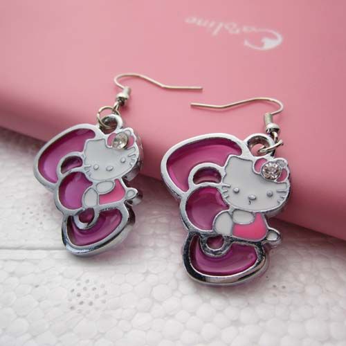 2012 Fashion HelloKitty With Pink Bow Girls Lady Friend Earring For 
