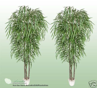 Potted 7 Real Wood Artificial Weeping Willow Trees  