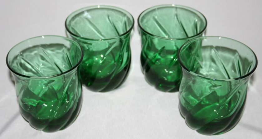   GREEN ANCHOR HOCKING STARFIRE, CENTRAL PARK GLASSES   8 OZ.  