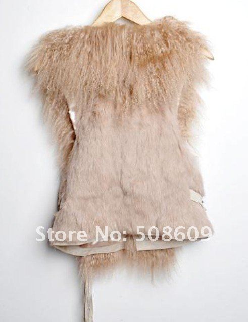 Mongolia Lamb Fur Rabbit fur Vest Gilet coat jacket lady fashion Grade 