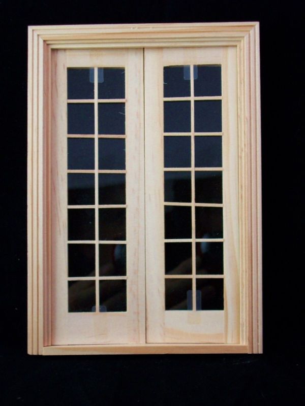 Double French Door dollhouse miniature wooden #6011  