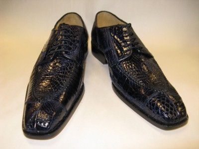   8011 Navy Caiman/Alligator Exotic Skin Dress Shoes Size 11  
