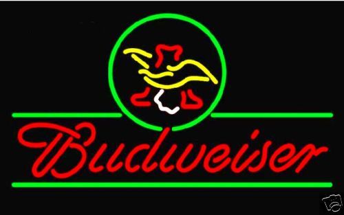 Budweiser Eagle Beer Neon Sign Bar Bud Busch Open  