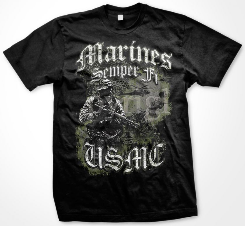 Marines Semper Fi USMC Marine Corps USA Mens T Shirt  