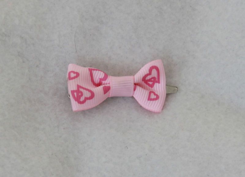 Pink Hearts Dog Hair Bow Ribbon Accessory  