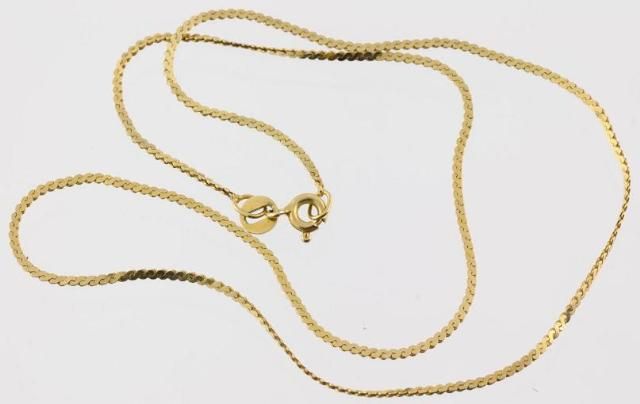 15 Inch Italian 14K Yellow Gold Hammered Curb Chain Link Necklace 