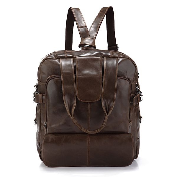   Leather Mens Fashion Laptop Backpack Travel Handbag Messenger Bag